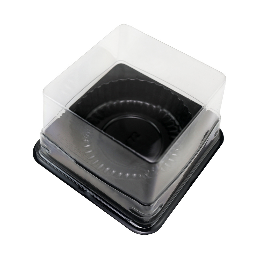 Caja de embalaje de huevo de pastel de luna fluido, caja de plástico transparente cuadrada de nieve, caja de embalaje de oro negro para hornear West Point image 5