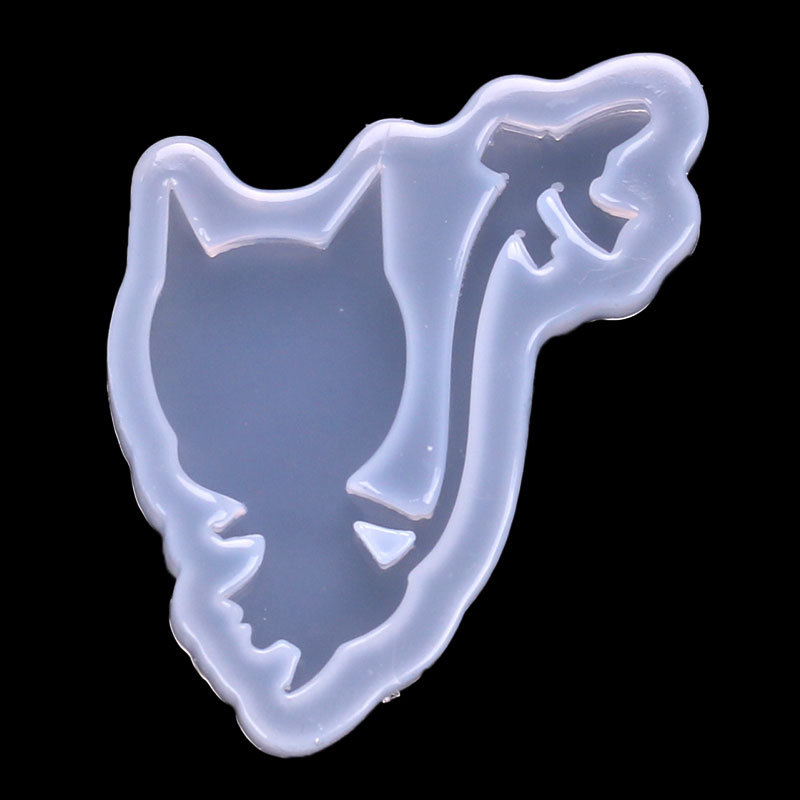 Espejo 7 gato gatito Fox ciervos resina UV cristal epoxi molde DIY accesorios de la joyería parche herramienta