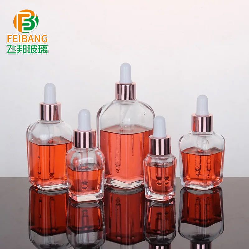 方形透明玻璃精油瓶滴管精华液分装瓶化妆品瓶水乳瓶香水喷雾瓶