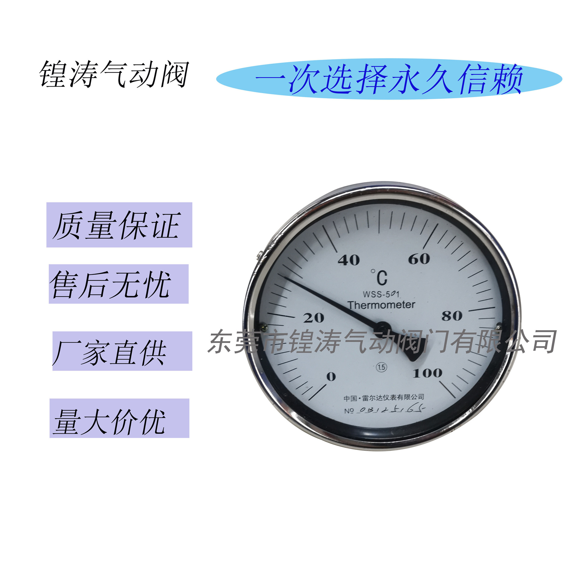 温度计WSS-413 0-50 100 150雷尔达双金属度锅炉工业温度表1/2牙