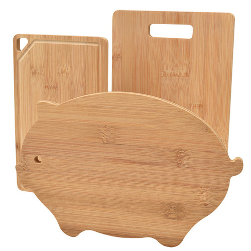 Double-sided fruit and cooked food sorting chopping board household multi-purpose chopping board cartoon creative dual-purpose solid bamboo chopping board