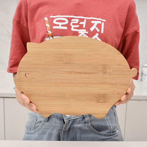 Double-sided fruit and cooked food sorting chopping board household multi-purpose chopping board cartoon creative dual-purpose solid bamboo chopping board