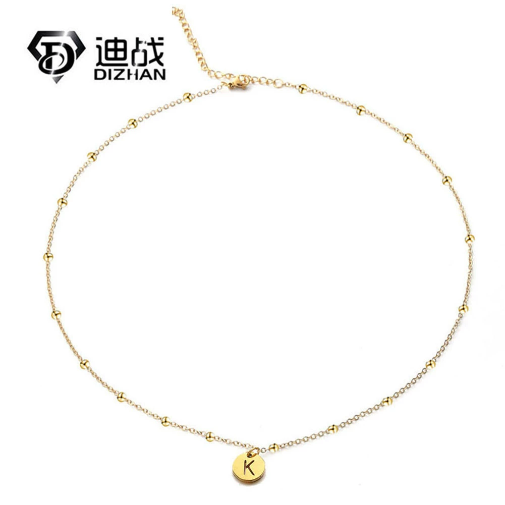 A- Z 26 букв кулон ожерелье из нержавеющей стали Цепочка Из Бисера короткая цепочка ключицы женское ожерелье прямые продажи с фабрики
