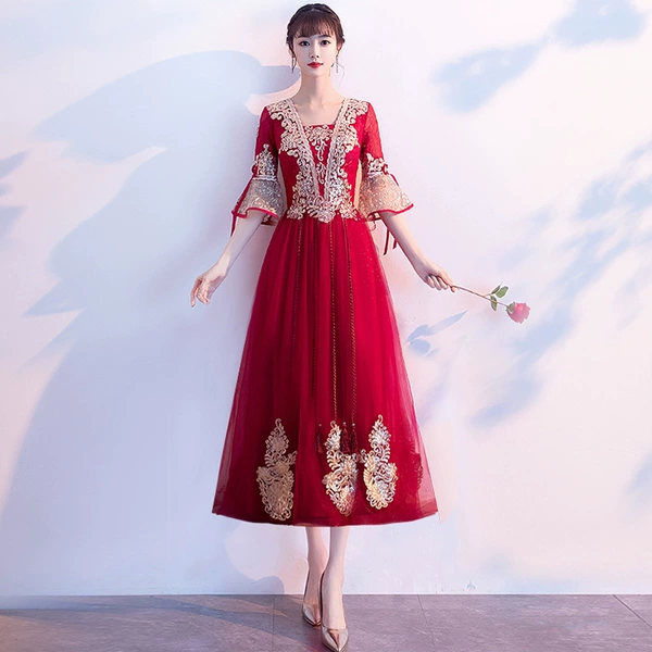 Burgundy, long, mid-length