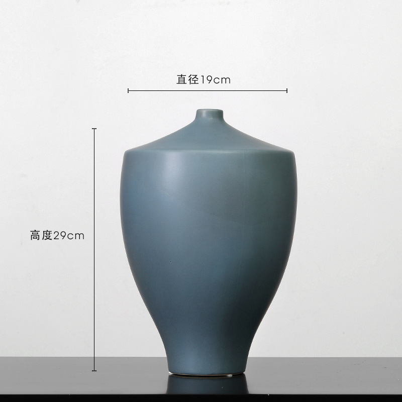 Modern Simple European Style Ceramic Small Mouth Vase Ornaments Nordic Living Room Table Flower Arrangement Dried Flower Set Home Decoration