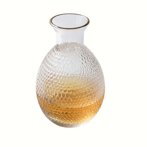 Japanese sake pot, sake cup, gold hammered glass wine dispenser, white wine cup, hot pot, wine warmer, wine set