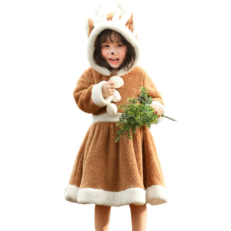 Костюм из кораллового бархата для Рождества, косплей