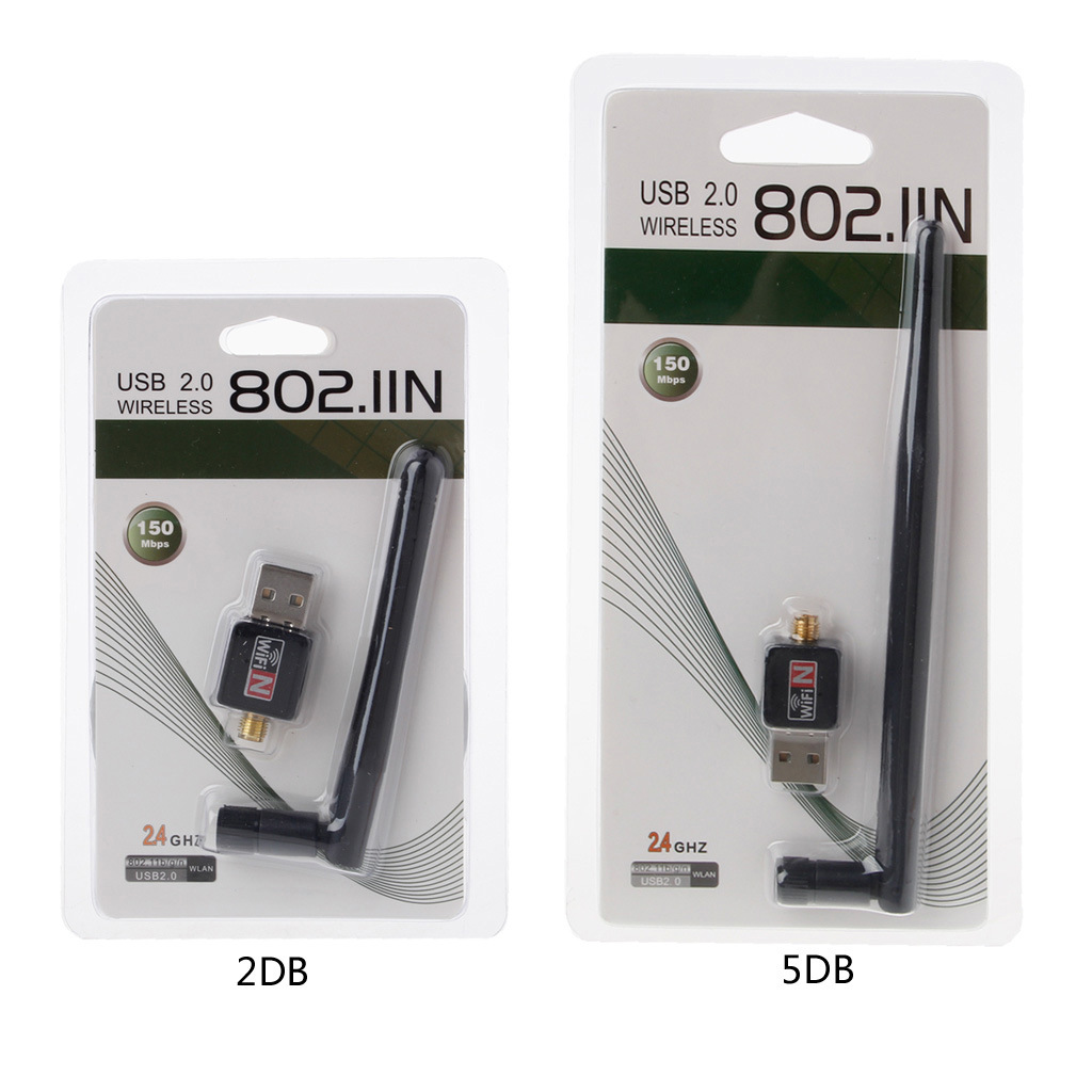 Adaptador USB WiFi inalámbrico 150M, receptor y transmisor con antena 2dB para PC