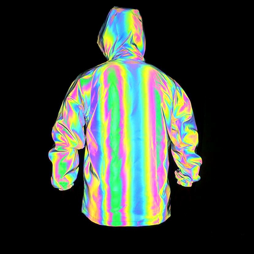 Men's Clothing colorful reflective jacket colorful laser large size hooded jacket_voghion.com