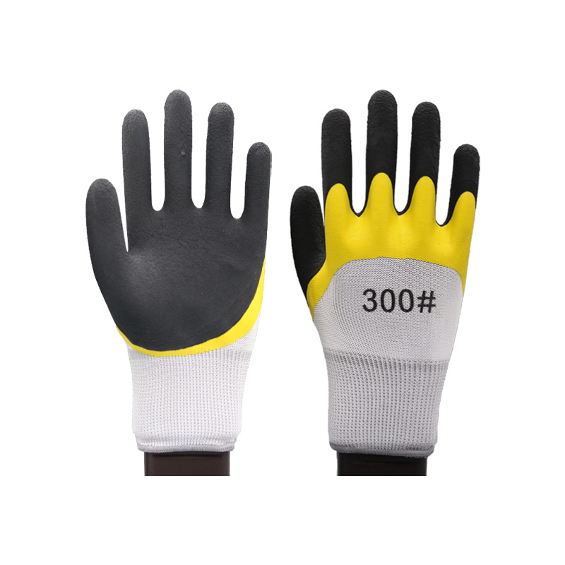 Fábrica al por mayor de látex transpirable de doble capa de inmersión de Palma reforzada guantes de trabajo resistentes al desgaste para el sitio de construcción al por mayor