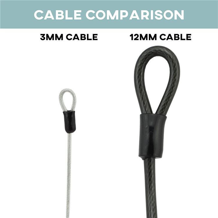 4 pies 3mm trenzado recubierto de acero cable de seguridad cerradura de equipaje cable de seguridad alambre doble anillo de seguridad cuerda de resorte image 5