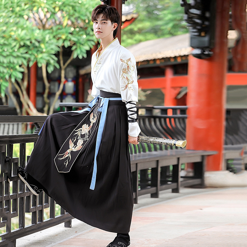 Traditional Martial Arts Hanfu Men's Large Size Costume Master Chivalrous Scholar Handsome Elegant Chinese Style Class Clothes for Students