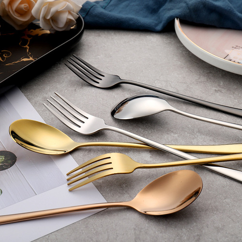 Internet celebrity spoon household 304 stainless steel tableware creative spoon dessert round head spoon Korean long-handled bibimbap spoon