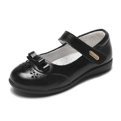 2024 Spring and Autumn New Women's Children Leather Shoes Black Calfskin Princess Shoes Cross-border Student Formal Performance Shoes Factory Custom