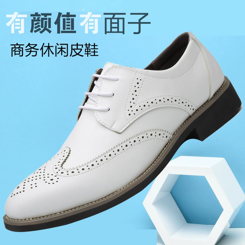 2023 Новая мужская кожаная обувь деловая Повседневная модная обувь для броков, официальная одежда, офисные уличные сандалии, Полые Дышащие