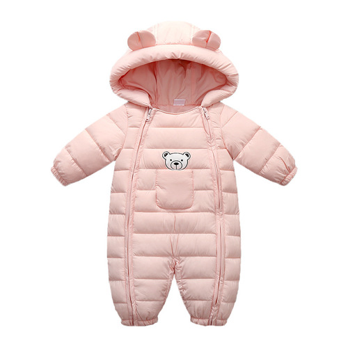 Baby and Toddler One-piece Crawling Suit with Thick Anti-Kick Blanket Cover, Hooded Down Cotton Outwear for Newborns, One-piece Cotton Pajama Suit