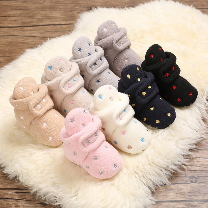 Autumn and winter 0-1 year old cotton shoes warm baby shoes soft bottom baby fleece shoes snow boots toddler shoes