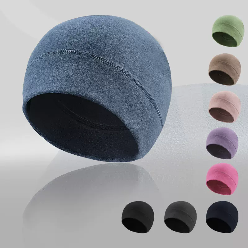 秋冬护耳保暖运动帽子户外登山骑行跑步防寒小圆帽自行车头盔内帽