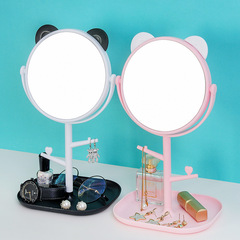 T Cute Pet Cartoon Large Desktop Rotating Makeup Mirror Desktop Makeup Mirror with Tray Makeup Small Mirror Mirror