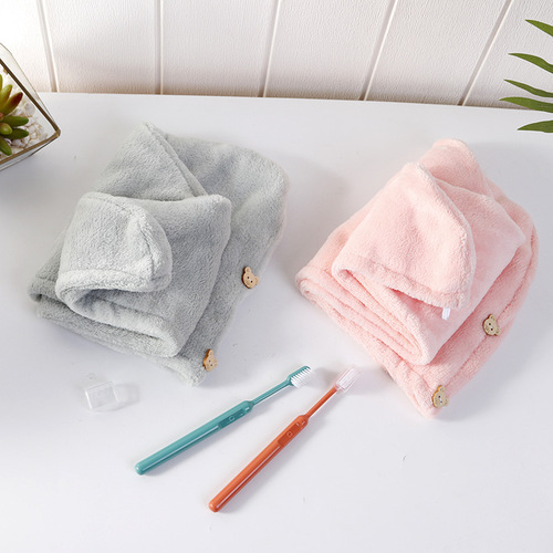 Coral velvet dry hair hat for women, thickened super absorbent dry hair towel, double-layered turban, quick-drying towel manufacturer wholesale