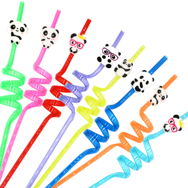 Paja del espacio Princesa paja Panda paja fiesta regalo plástico reutilizable