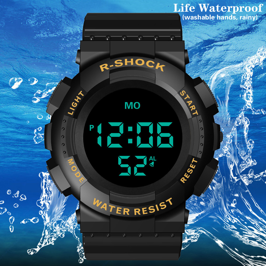 2024 nueva venta al por mayor de los hombres estudiante pantalla negra multifuncional luz fría reloj electrónico moda reloj deportivo al aire libre