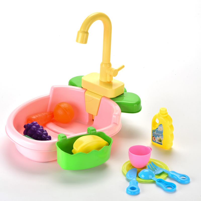 Regalo DE LOS NIÑOS simulación eléctrica fregadero agua automática lavado y corte fruta play House cocina lavavajillas juguete