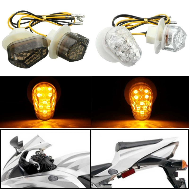 适用川崎/雅马哈/玲木/本田摩托车侧边15LED转向灯 12V黄光信号灯