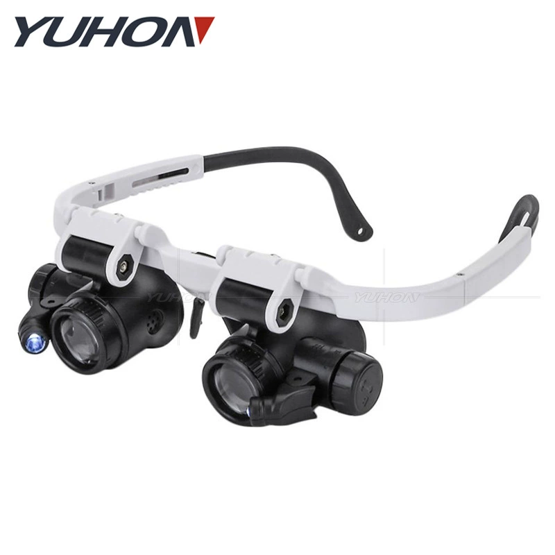 Очки на голове со светодиодной подсветкой увеличительное стекло 4 комплекта линз сменные часы Обнаружение обслуживания антикварные украшения идентификация