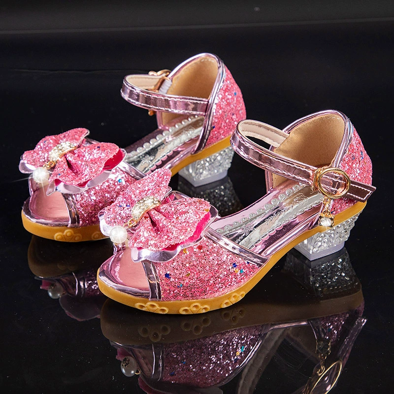 Обувь для принцессы, летние сандалии, высокие ногти с пайетками, обувь, корейский стиль