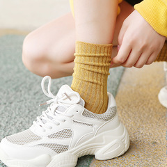 Socks Women's new autumn and winter socks Japanese solid color retro cotton mid-calf socks vertical striped women's socks wholesale