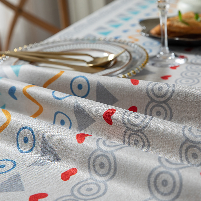 Thickened Polyester Cotton Linen Modern Simple Printed Tablecloth Rectangular Coffee Dining Table Cloth One_voghion.com