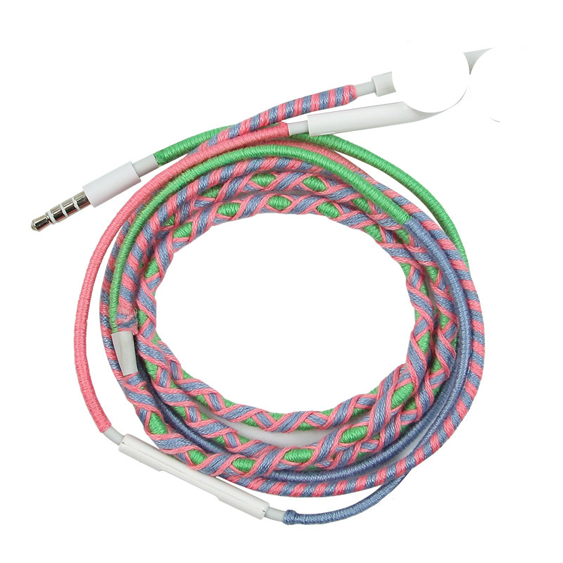 Macaron Wired Headphones Suitable for Apple Wire-Controlled Headphones Braided Wire Wrapped Wire Custom Factory Wholesale Amazon