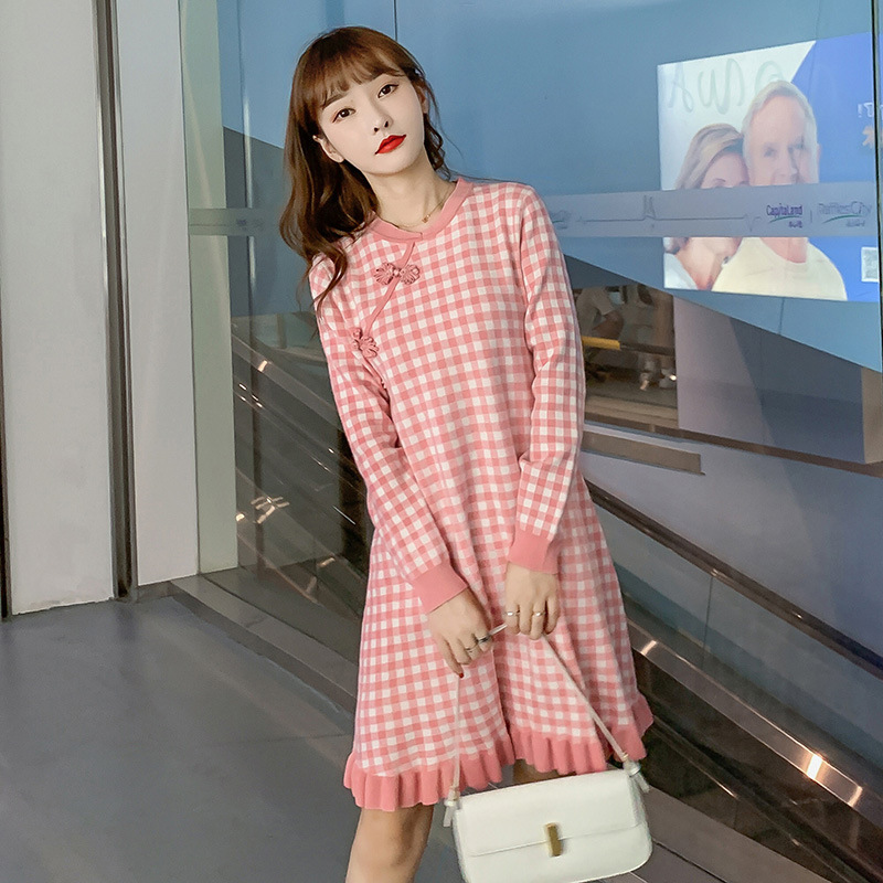 2025 Nursing Sweater Autumn/Winter New Vintage Chinese Style Knitted Dress Postpartum Improved Cheongsam Nursing Clothes