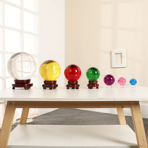 Wholesale price transparent crystal ball color ball yellow white crystal ball ornaments artificial feng shui transparent ball glass to attract wealth