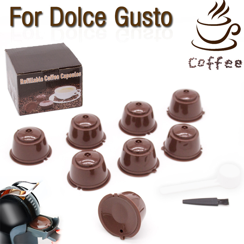 Cápsulas recargables compatibles con Dolce Gusto, set de 8 unidades con filtro reutilizable, caja de regalo
