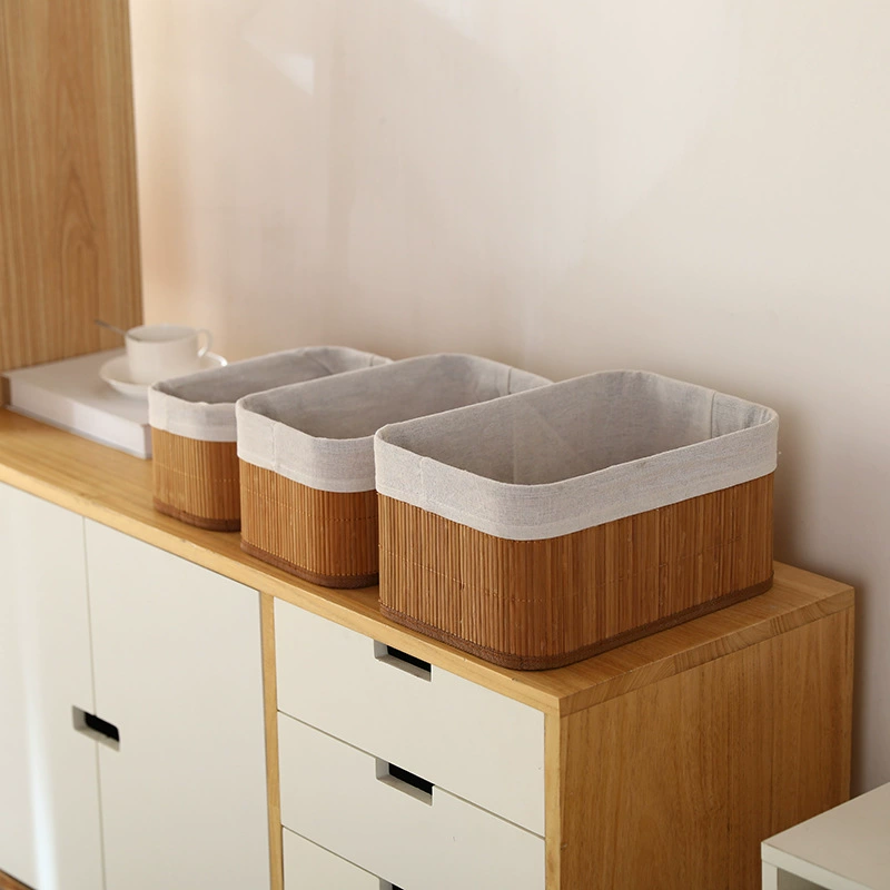 Настольная тканая корзина из ротанга Домашний ящик для хранения Косметическая корзина Настольный офис Небольшое хранилище