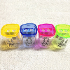 透明雙孔卷筆刀手動鉛筆刀筆刨小學生學習文具塑料轉筆刀廠家直供