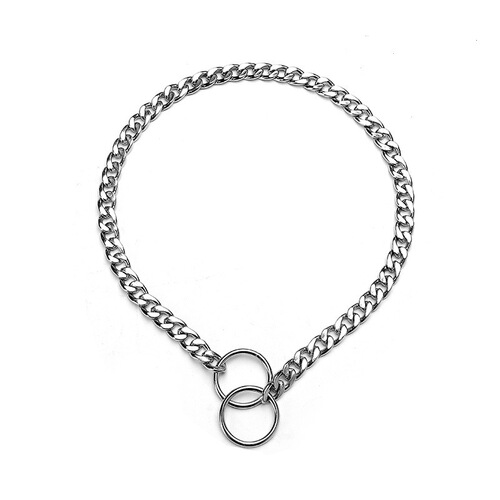 Dog Collar with P-link Chain, Welded P-chain Flat Two-rings Training Design for Small, Medium, and Large Dogs