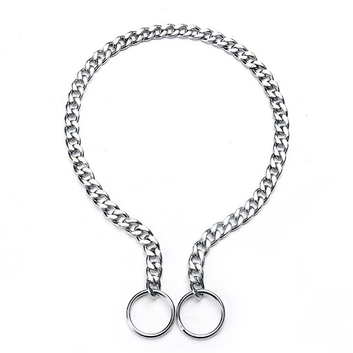 Dog Collar with P-link Chain, Welded P-chain Flat Two-rings Training Design for Small, Medium, and Large Dogs