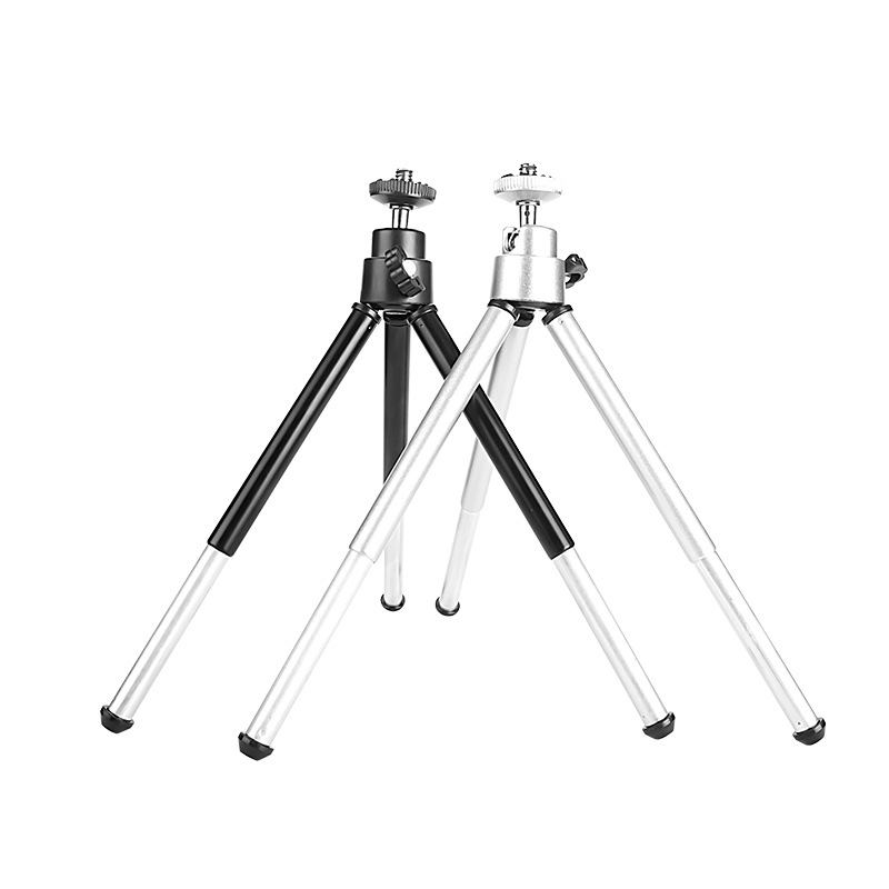 伸缩二节铝合金三脚架迷你手机铝管二节银色三脚架手机支架