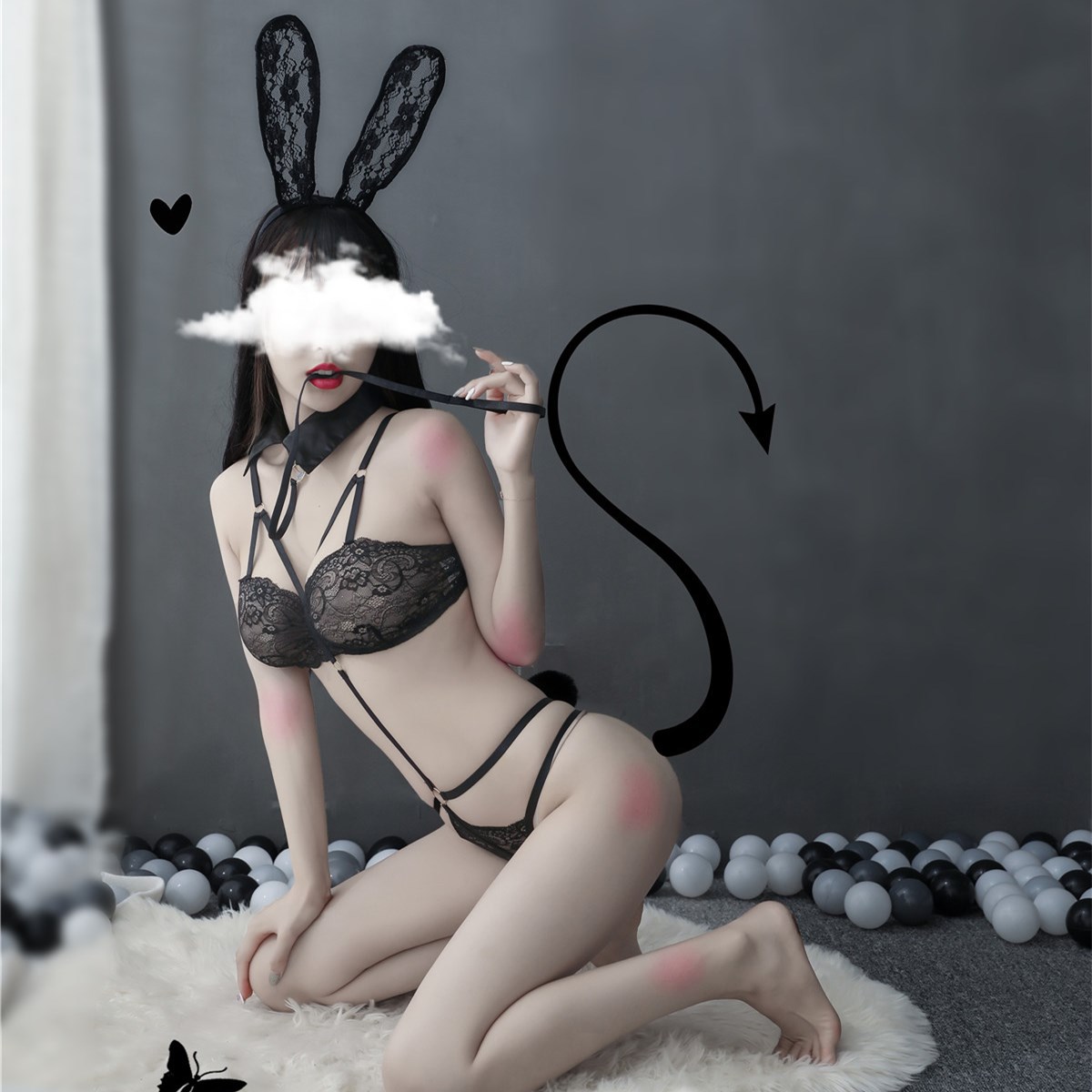 衣燃魅新款情趣内衣三点水连体短裤猫女郎情趣制服套装8046