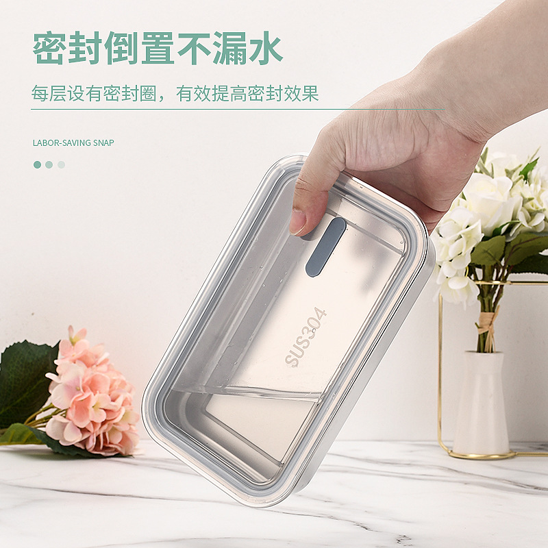 Caja de almuerzo aislada de lujo ligero de estilo francés trabajador de oficina estudiante de múltiples capas separadas de acero inoxidable 304 caja de almuerzo multicolor portátil