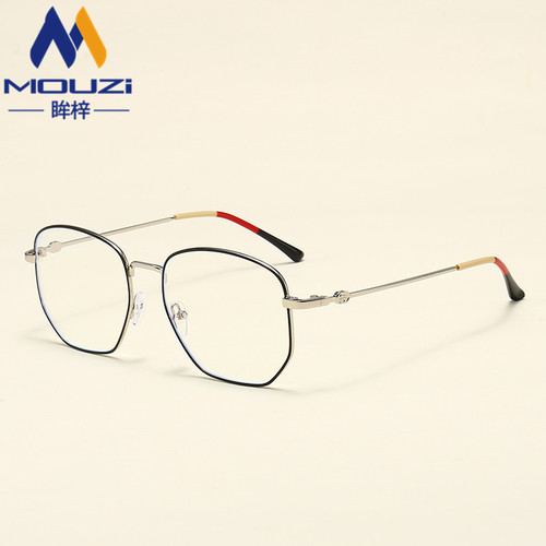 网红同款防蓝光眼镜框女 金属复古多边形近视眼镜架 男韩版平光镜