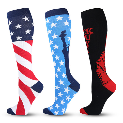 Amazon Hot Selling Sports Compression Socks Fashion Spliced ​​Running Socks Calf Guard High Elastic Long Compression Socks Wholesale