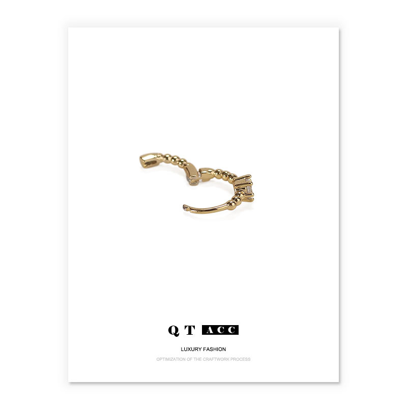 Latón chapado en oro/platino europeo y americano personalidad simple temperamento todo partido ZIRCON diamante incrustado mini pendientes hebilla del oído para las mujeres