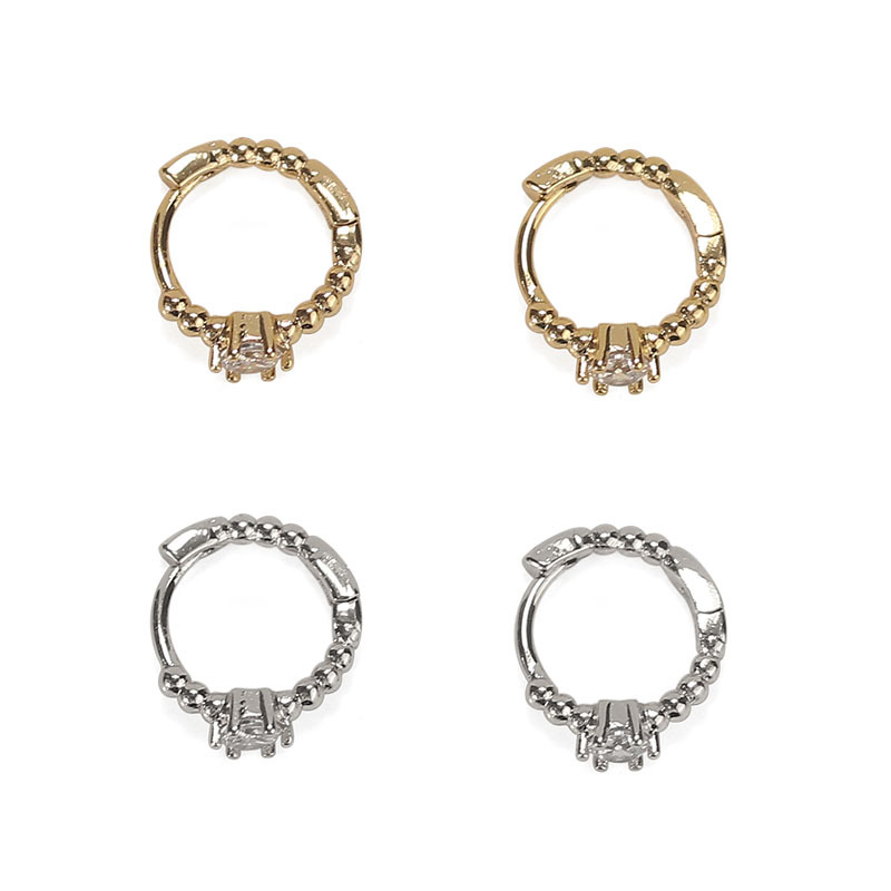 Latón chapado en oro/platino europeo y americano personalidad simple temperamento todo partido ZIRCON diamante incrustado mini pendientes hebilla del oído para las mujeres