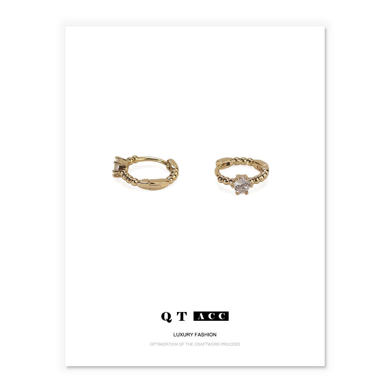 Latón chapado en oro/platino europeo y americano personalidad simple temperamento todo partido ZIRCON diamante incrustado mini pendientes hebilla del oído para las mujeres