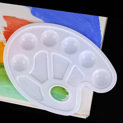 Zhongsheng Art Supplies 6-Hole Elliptical Plastic Palette Watercolor Palette Palette Dish Art Supplies