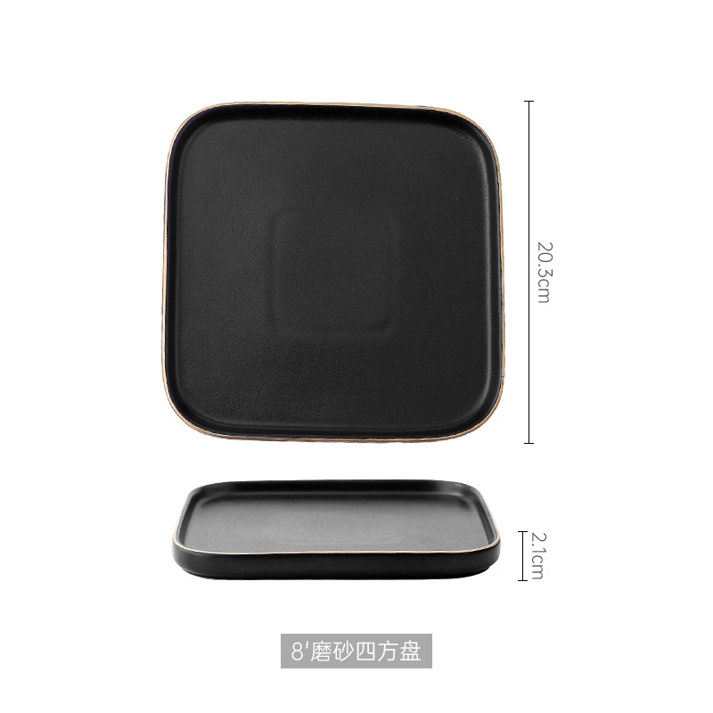 Plato de cerámica estilo nórdico INS, cuadrado para desayuno o bistec